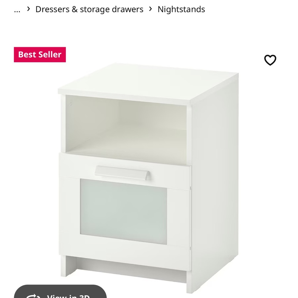 White Nightstand with Drawer